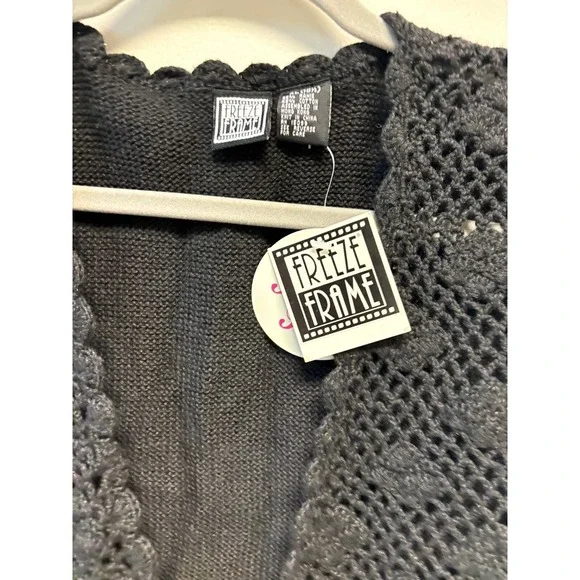 VTG NWT 90's Floral Knit‎ Cardigan Vest Cottagecore By Freeze Frame SEARS - Picture 3 of 7